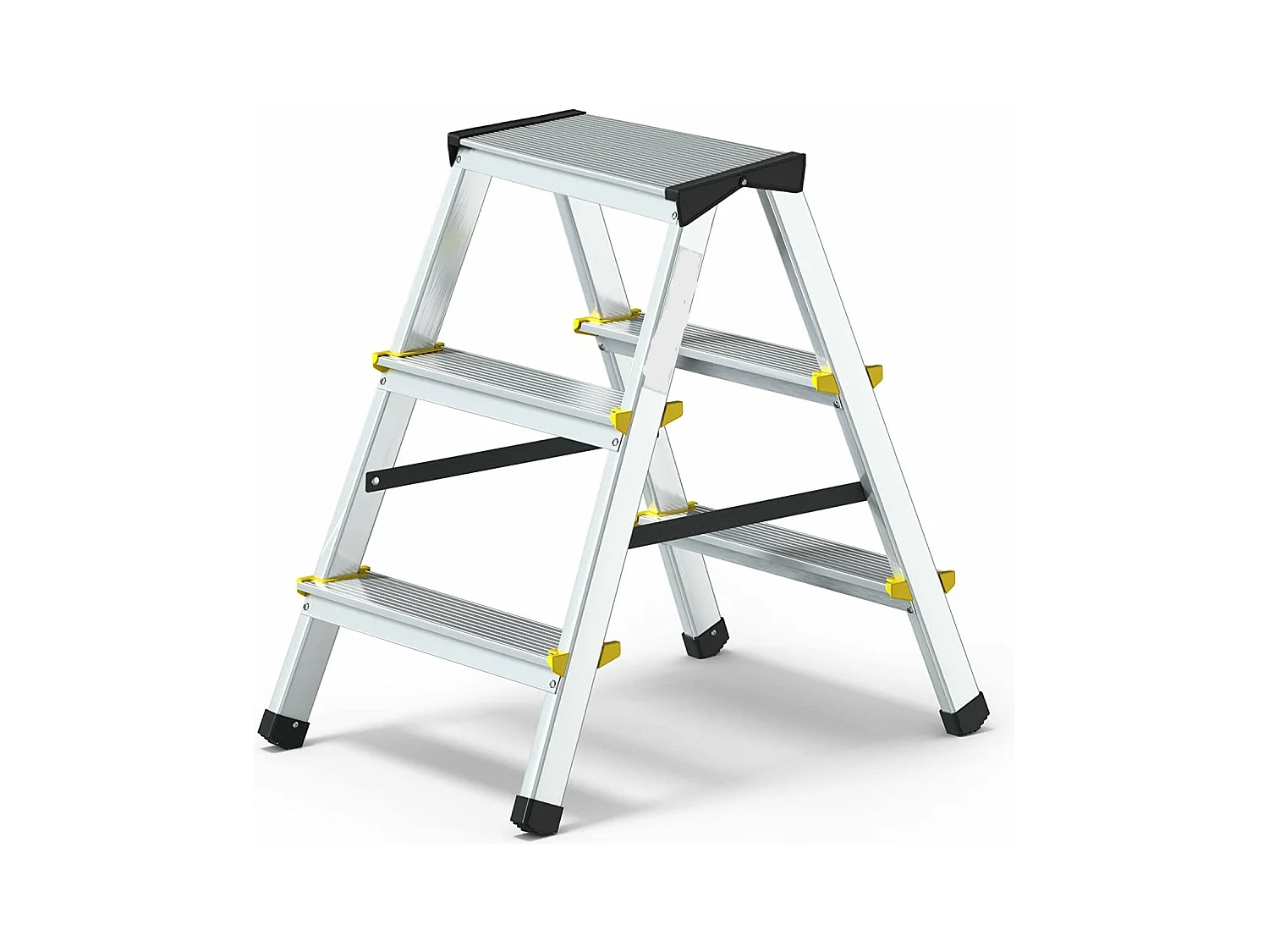 Sgabello scala in alluminio 3 gradini 3x3 doppia salita 125 kg