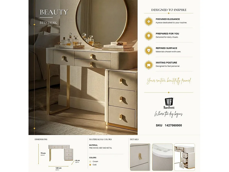 Toeletta Da Camera Beauty Cm 120X40X75