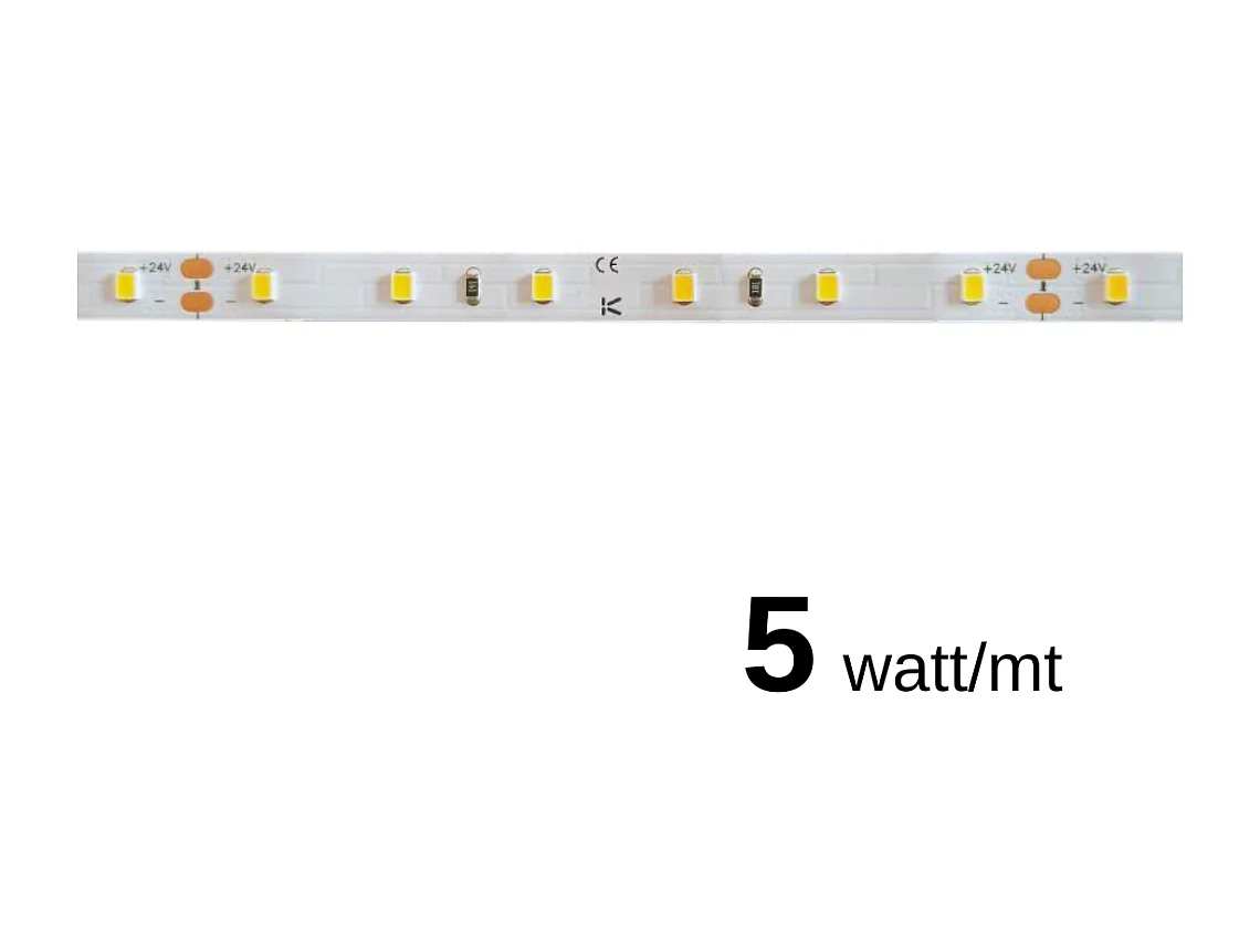 Striscia a led da 5W/MT 24V 610 lm/mt 4000K - Bobina da 5 metri IP20