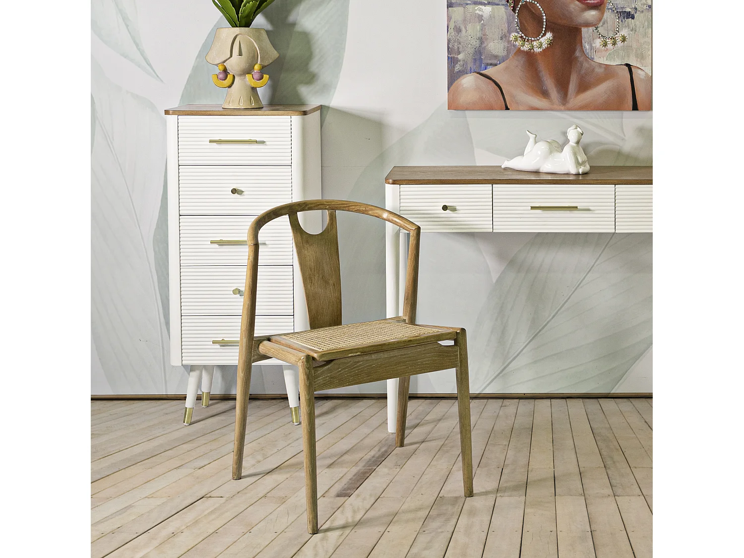 Lot de 2 chaises en bois marron 56x53x76 cm