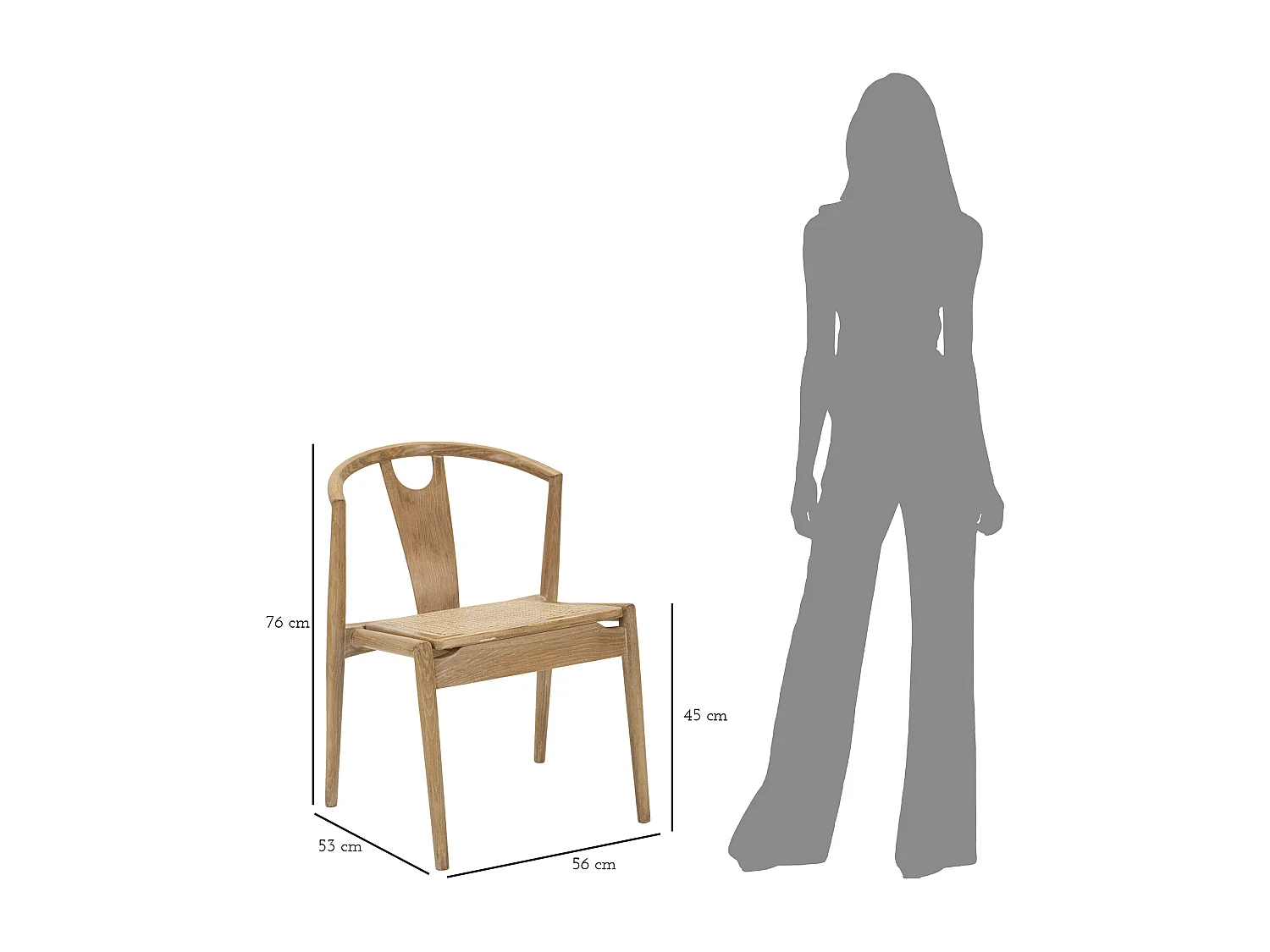 Lot de 2 chaises en bois marron 56x53x76 cm