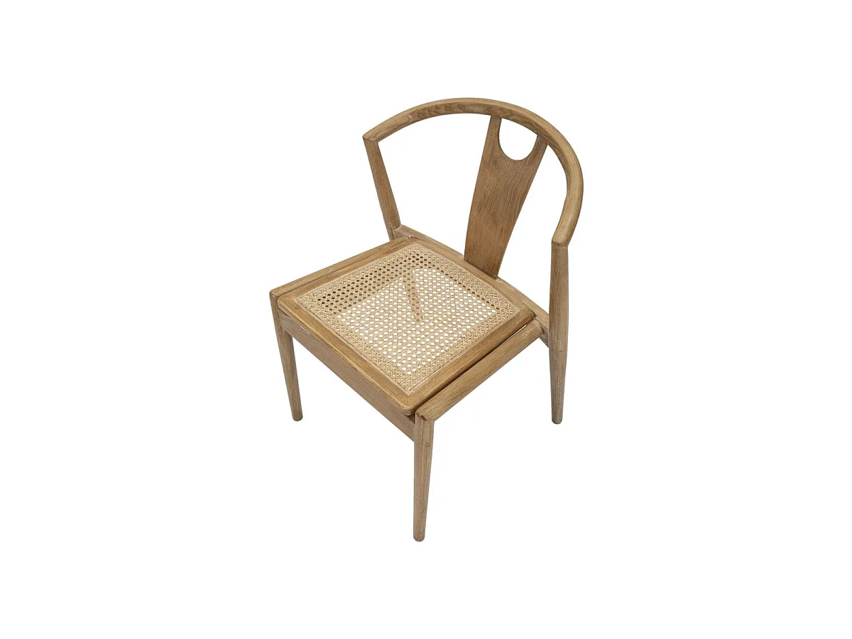 Set van 2 Japanse stoelen -B- 56x53x76 cm van essenhout en gevlochten rotan, bruine kleur - Oosterse boho chic stijl
