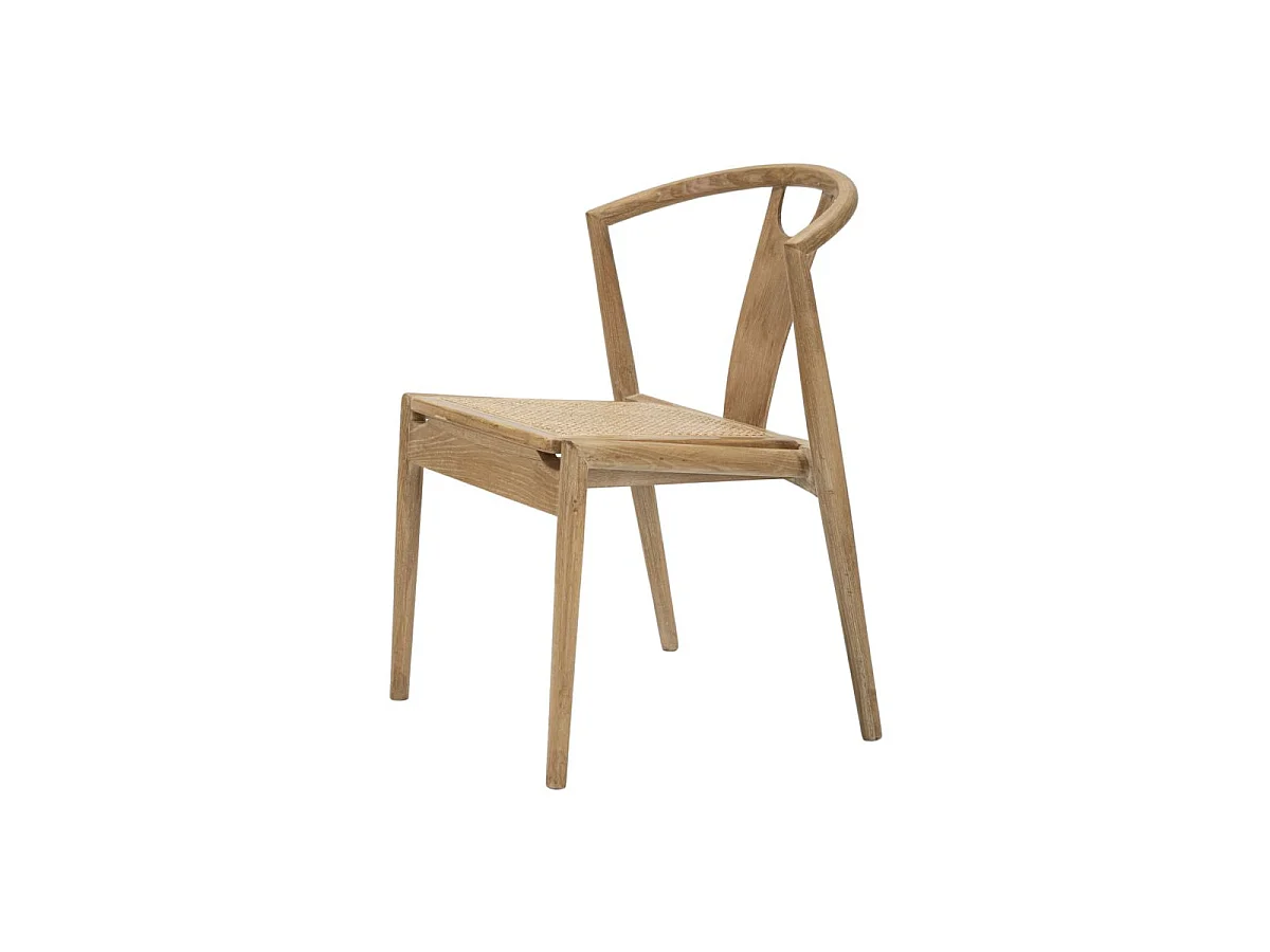 Set van 2 Japanse stoelen -B- 56x53x76 cm van essenhout en gevlochten rotan, bruine kleur - Oosterse boho chic stijl