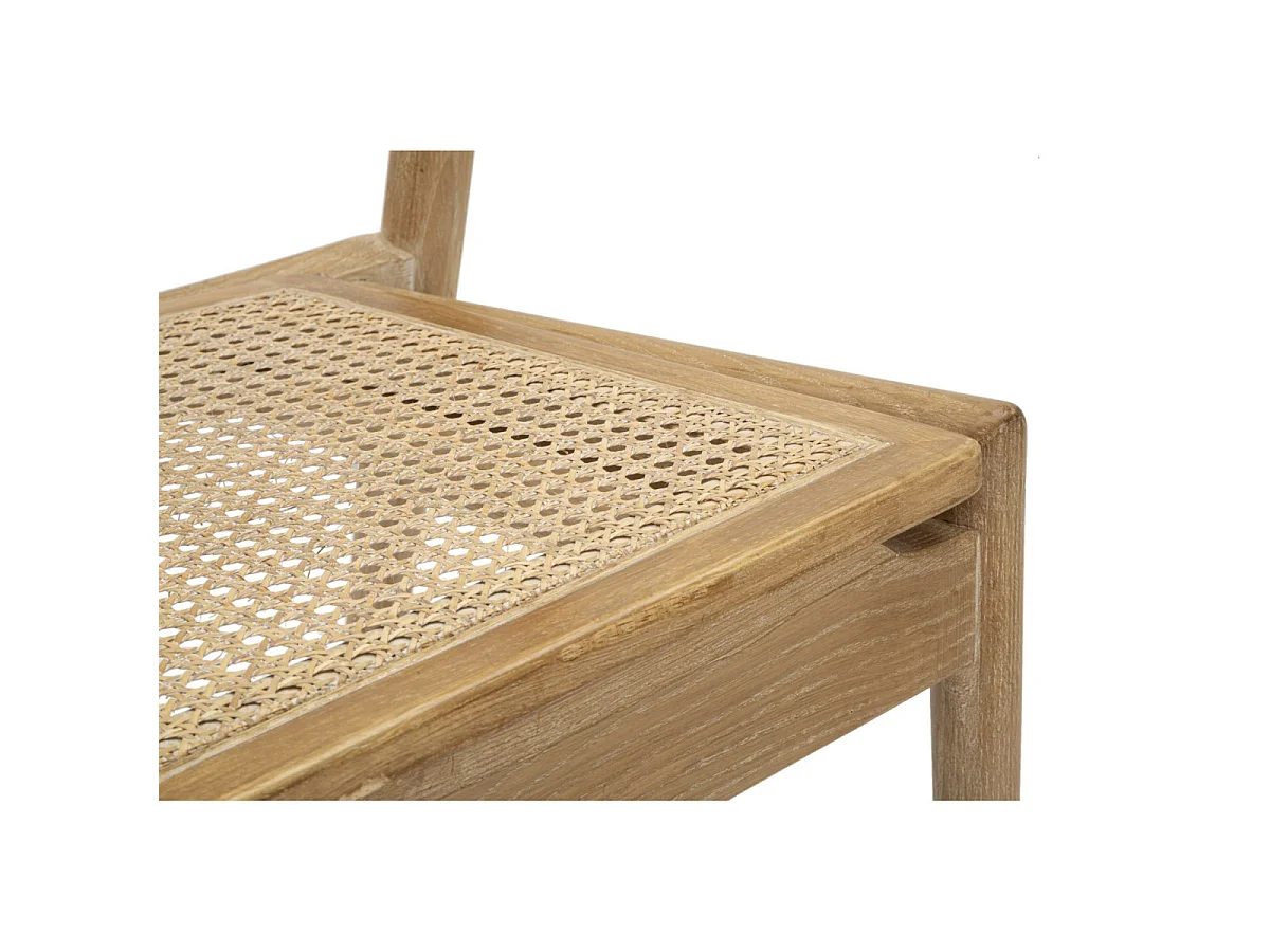 Set van 2 Japanse stoelen -B- 56x53x76 cm van essenhout en gevlochten rotan, bruine kleur - Oosterse boho chic stijl