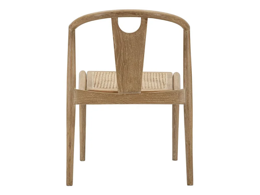 Set aus 2 Japan-Stühlen -B- 56x53x76 cm aus Eschenholz und geflochtenem Rattan, braune Farbe - Orientalischer Boho-Chic-Stil