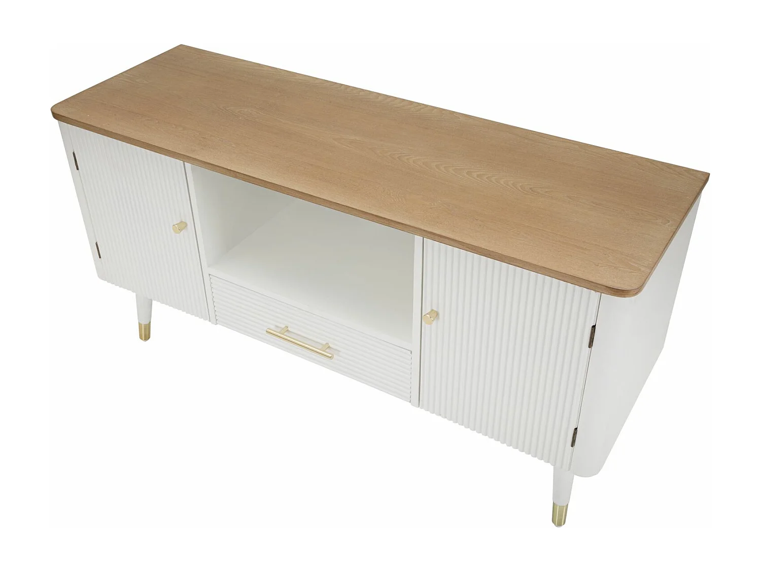 Meuble TV en Bois "Matera" 117cm Blanc & Naturel
