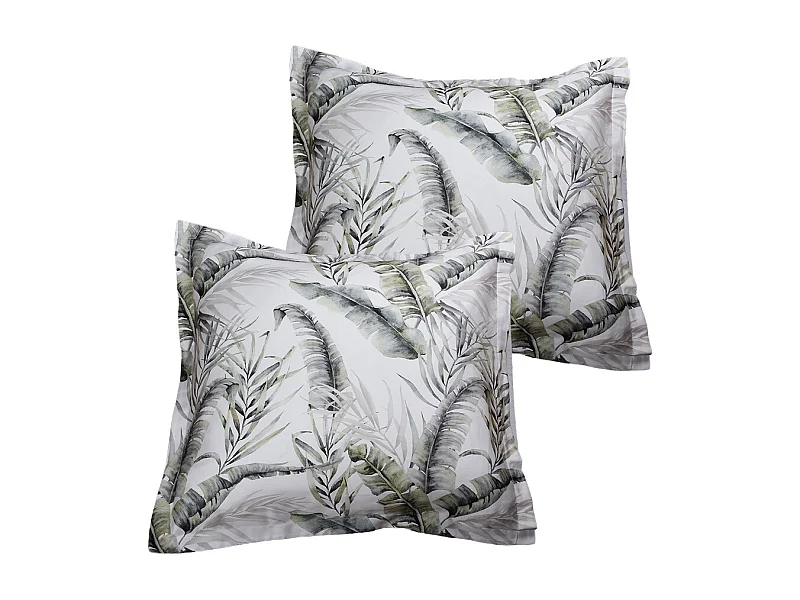 Lot de 2 Taies d'oreiller satin de coton imprimé Palmariva