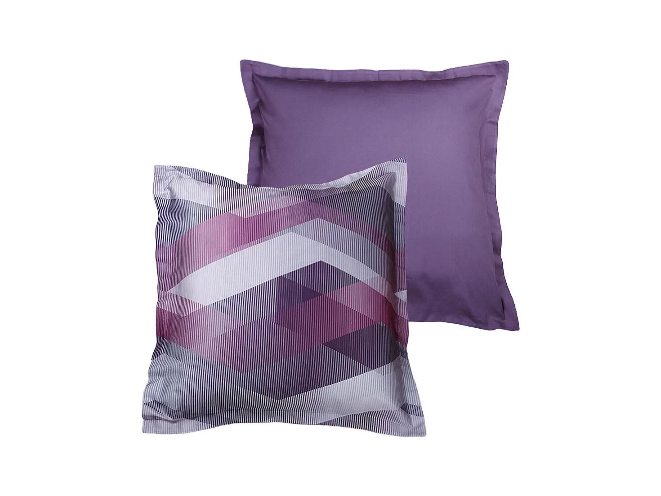 Lot de 2 Taies d'oreiller satin de coton imprimé Helix Purple