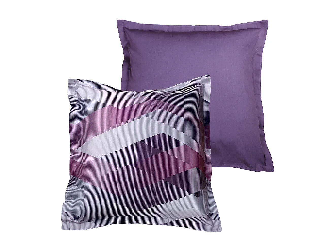 Lot de 2 Taies d'oreiller satin de coton imprimé Helix Purple