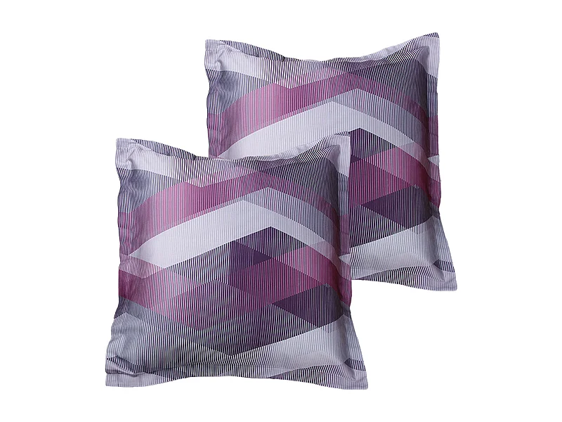 Lot de 2 Taies d'oreiller satin de coton imprimé Helix Purple