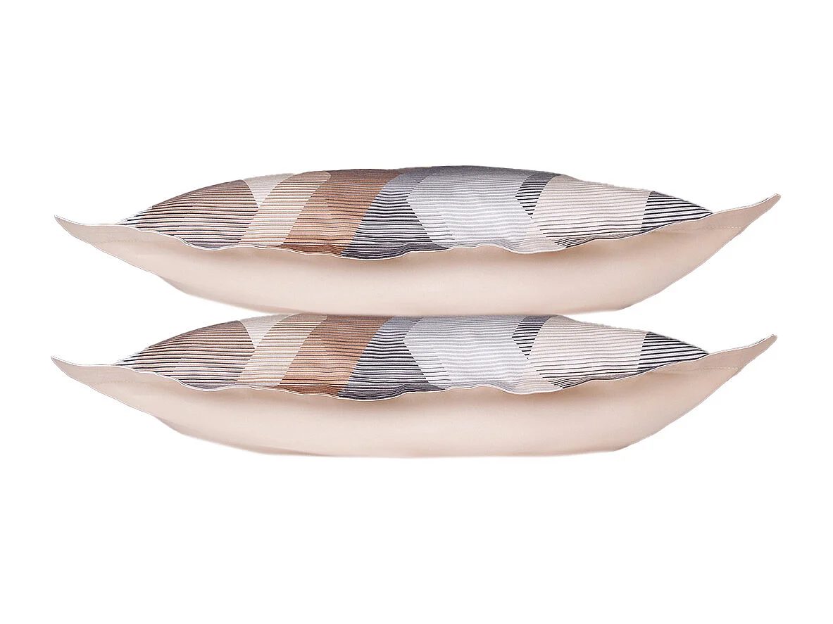 Lot de 2 Taies d'oreiller satin de coton imprimé Helix Brown