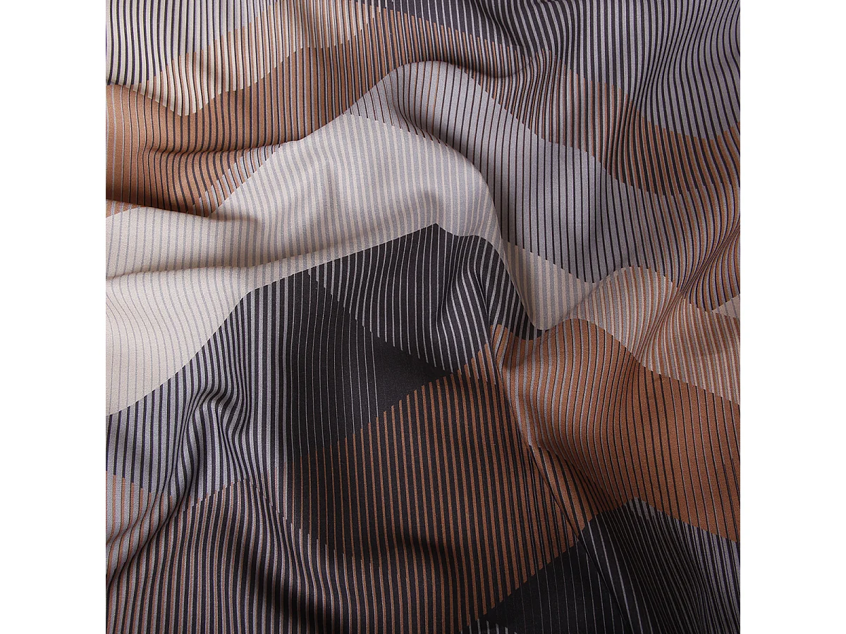 Lot de 2 Taies d'oreiller satin de coton imprimé Helix Brown