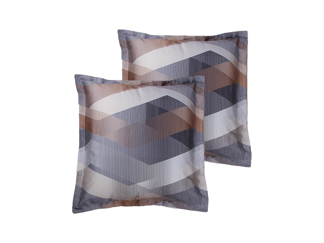 Lot de 2 Taies d'oreiller satin de coton imprimé Helix Brown