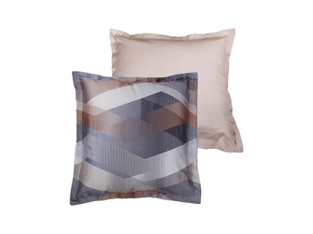 Lot de 2 Taies d'oreiller satin de coton imprimé Helix Brown