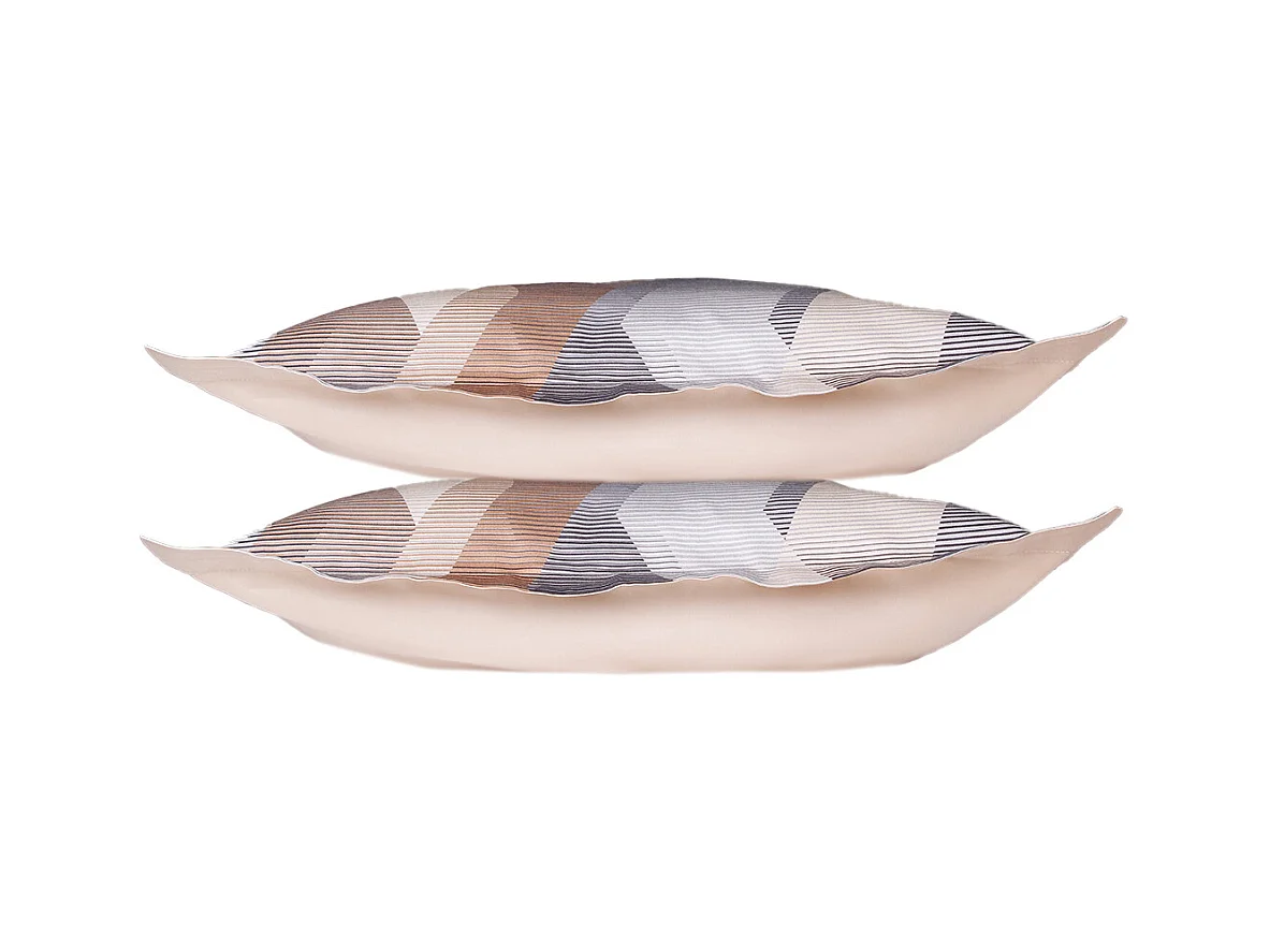 Lot de 2 Taies d'oreiller satin de coton imprimé Helix Brown