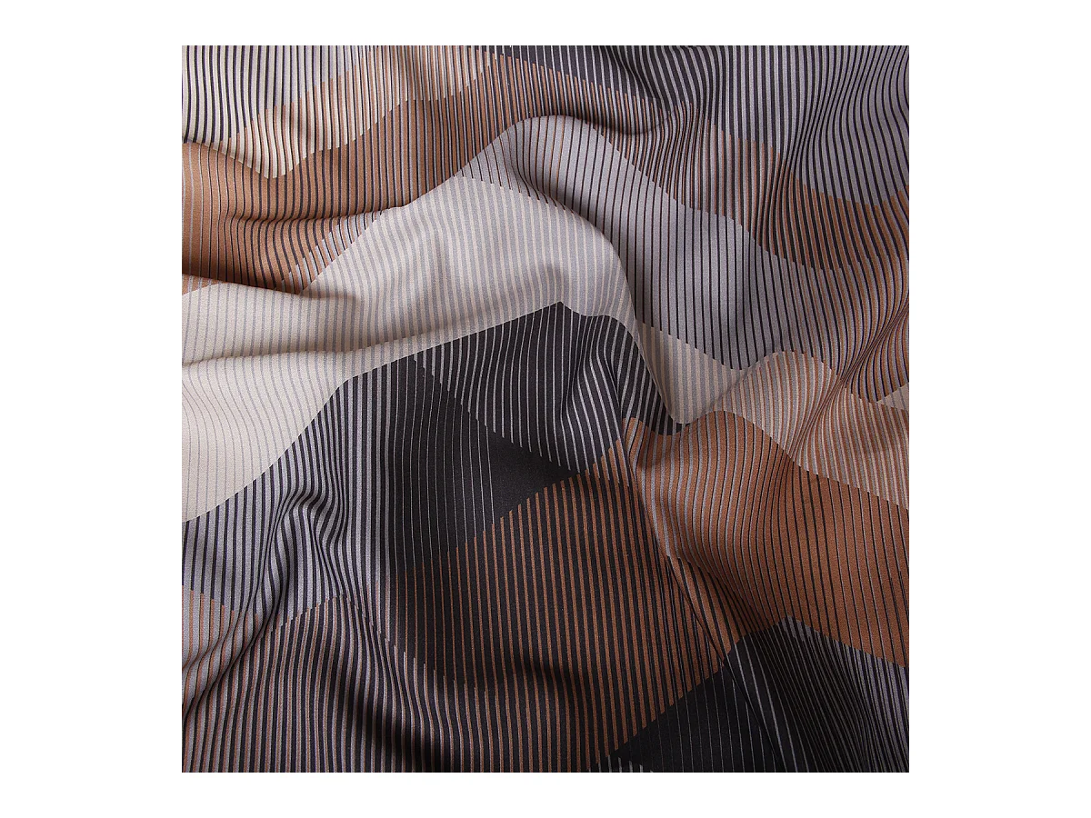 Lot de 2 Taies d'oreiller satin de coton imprimé Helix Brown