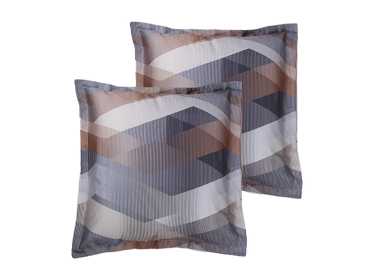 Lot de 2 Taies d'oreiller satin de coton imprimé Helix Brown