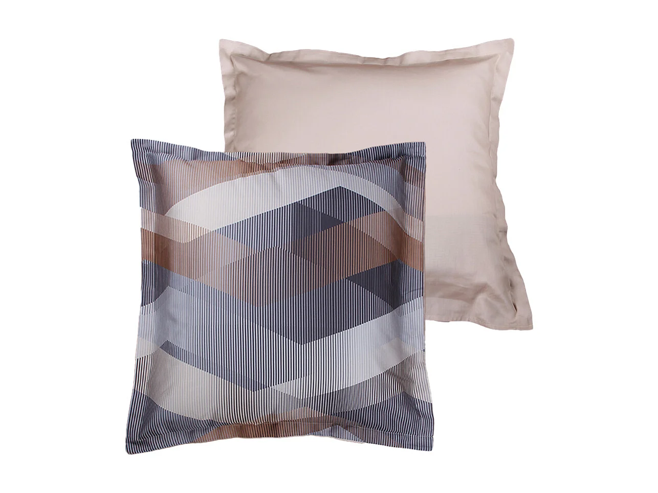 Lot de 2 Taies d'oreiller satin de coton imprimé Helix Brown