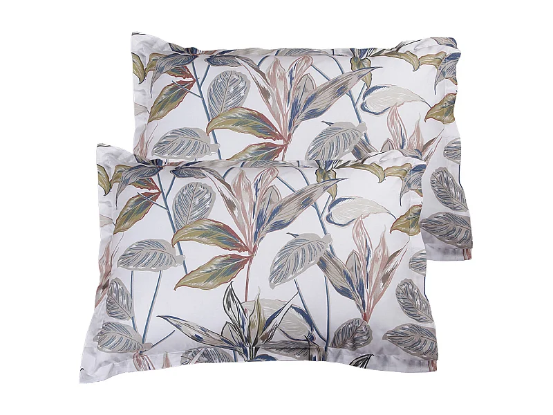 Lot de 2 Taies d'oreiller coton imprimé Tiede