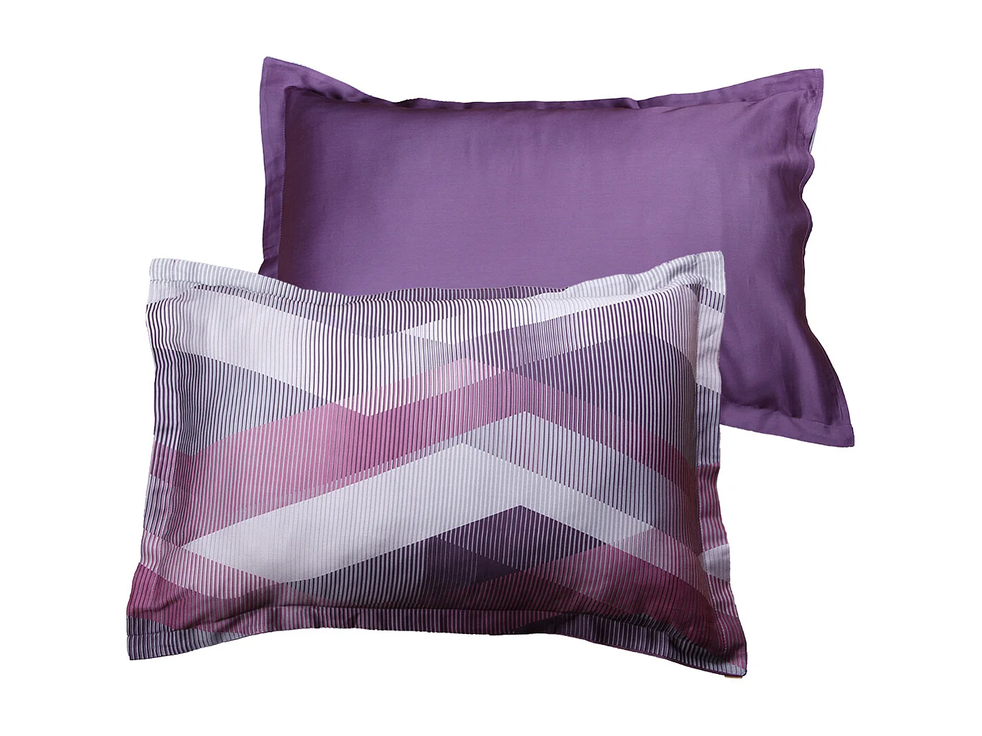 Lot de 2 Taies d'oreiller satin de coton imprimé Helix Purple