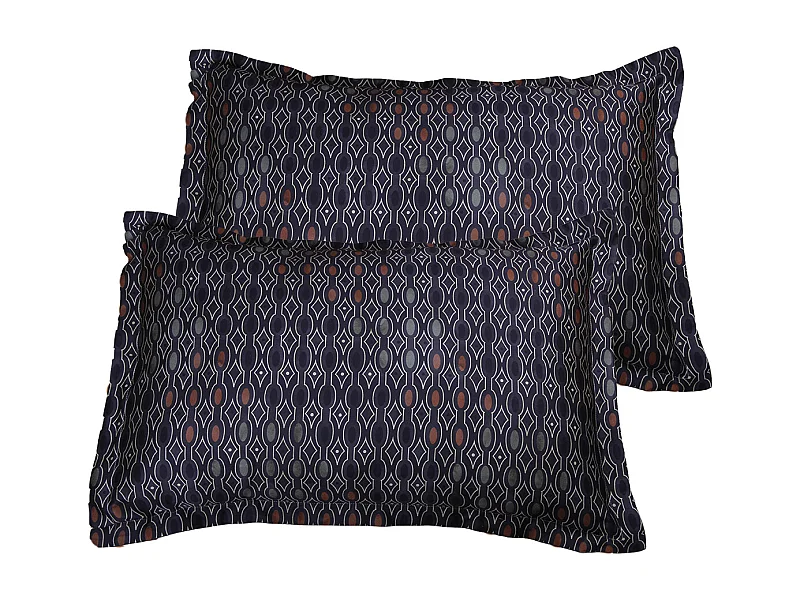 Lot de 2 Taies d'oreiller satin de coton imprimé Majeur