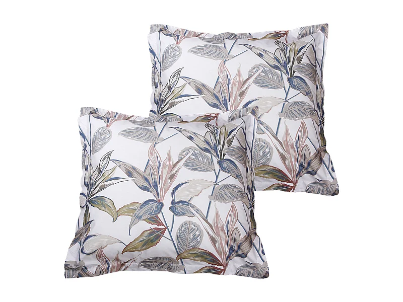 Lot de 2 Taies d'oreiller coton imprimé Tiede