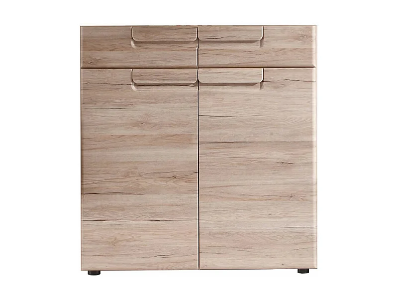 Margit Schuhschrank 2 Türen und 2 Schubladen, Eiche hell Dekor.