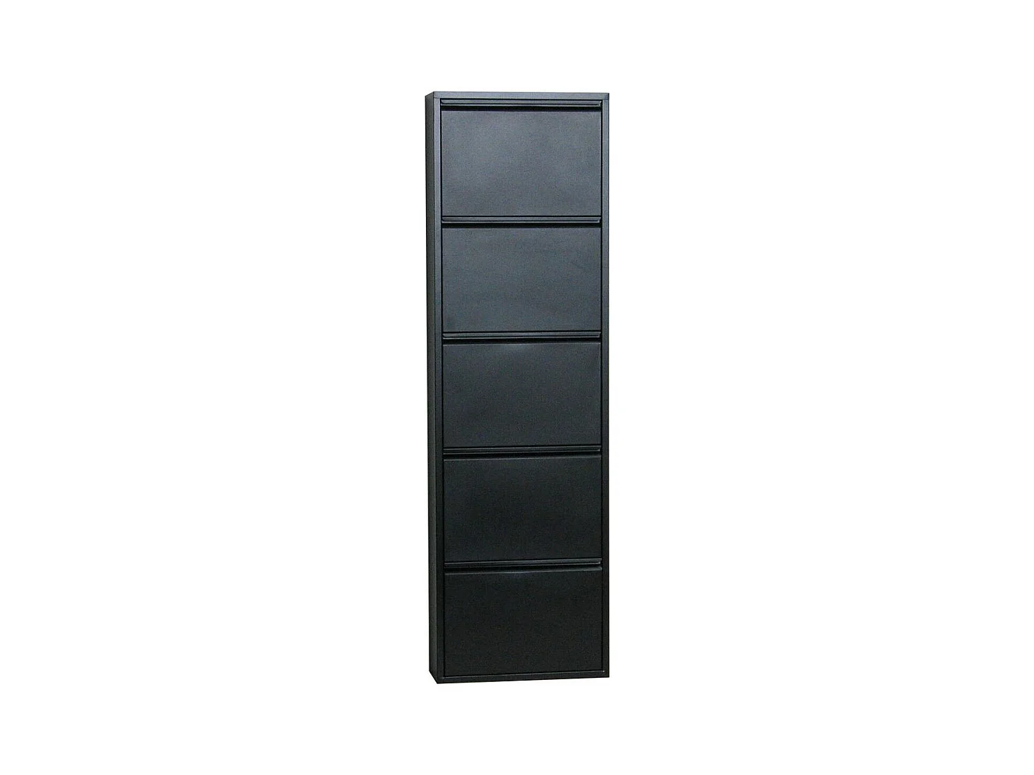 Pisa Armoire à chaussures à 5 rabats/portes en métal noir. Livré entièrement monté.