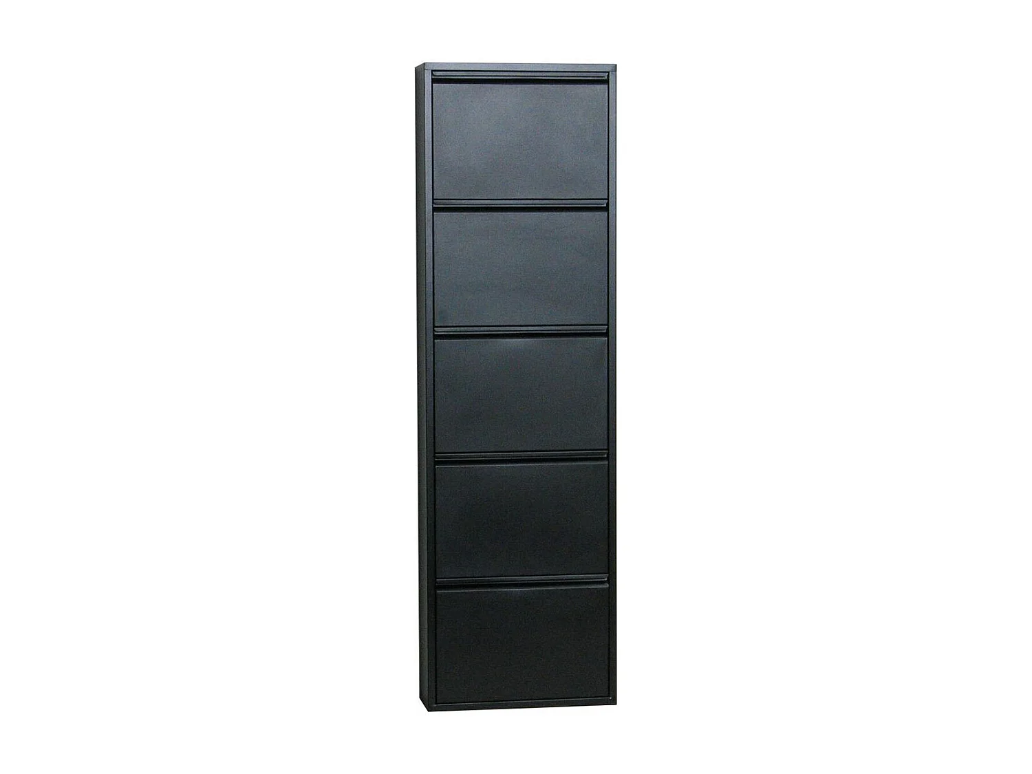 Pisa Armoire à chaussures à 5 rabats/portes en métal noir. Livré entièrement monté.