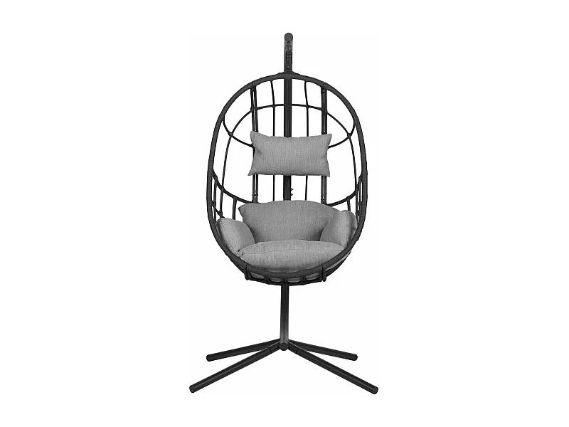 Jerry salon de jardin fauteuil suspendu avec coussin gris.