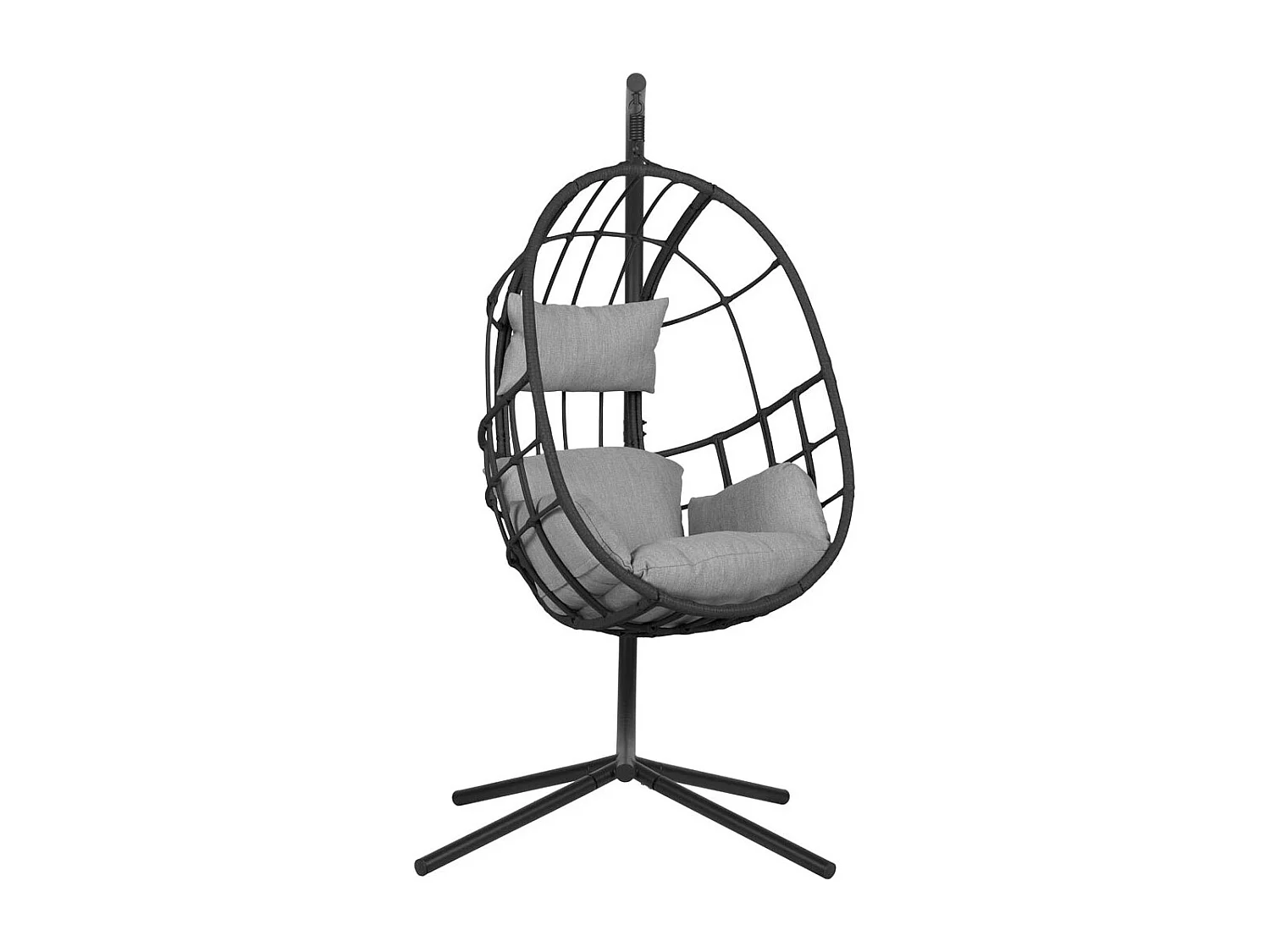 Jerry salon de jardin fauteuil suspendu avec coussin gris.