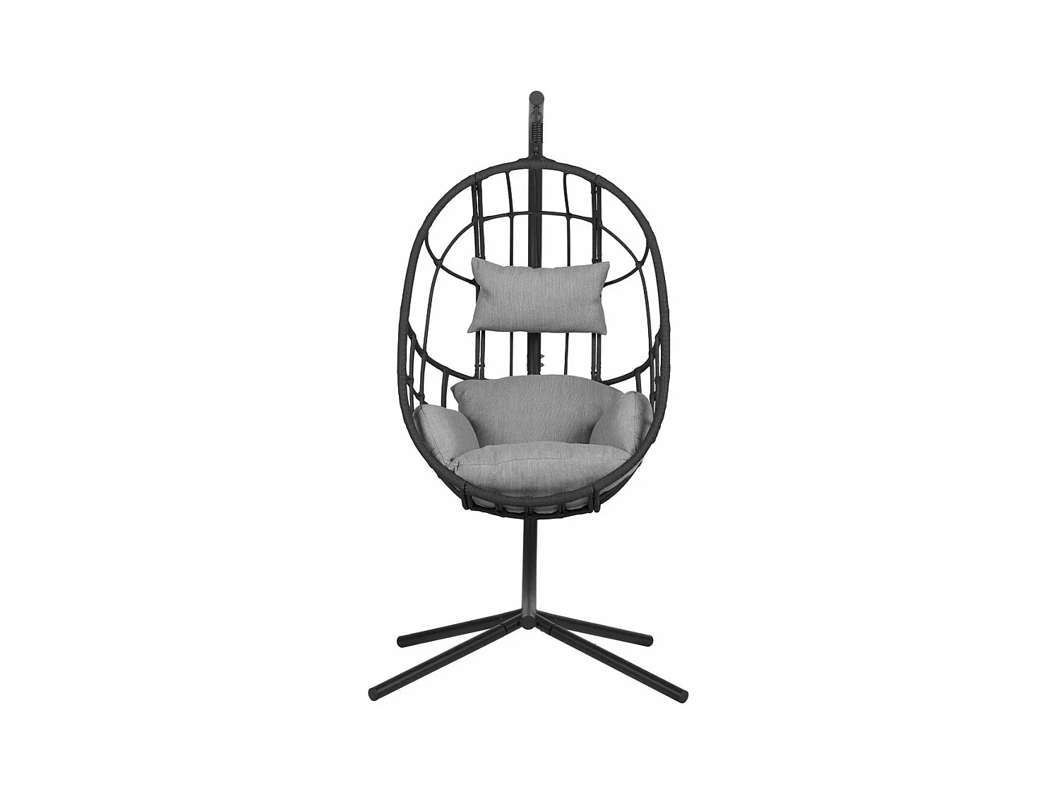 Jerry salon de jardin fauteuil suspendu avec coussin gris.