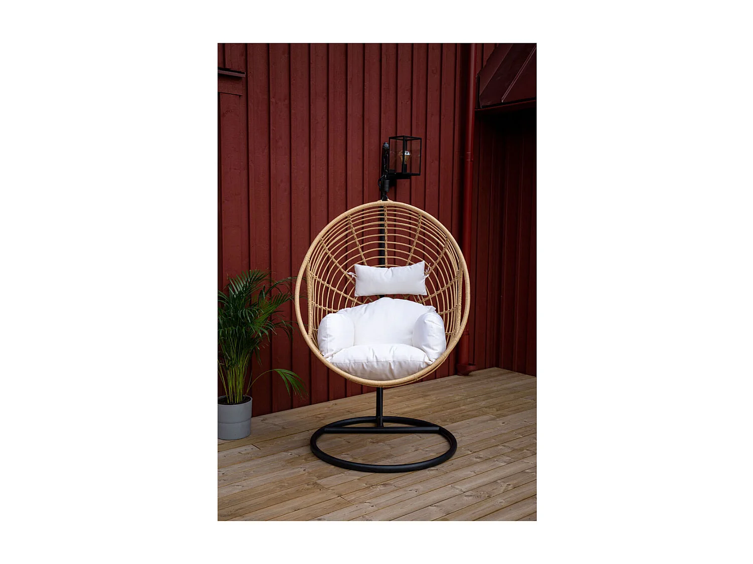 Viga hangende tuinstoel zwart, natuur.