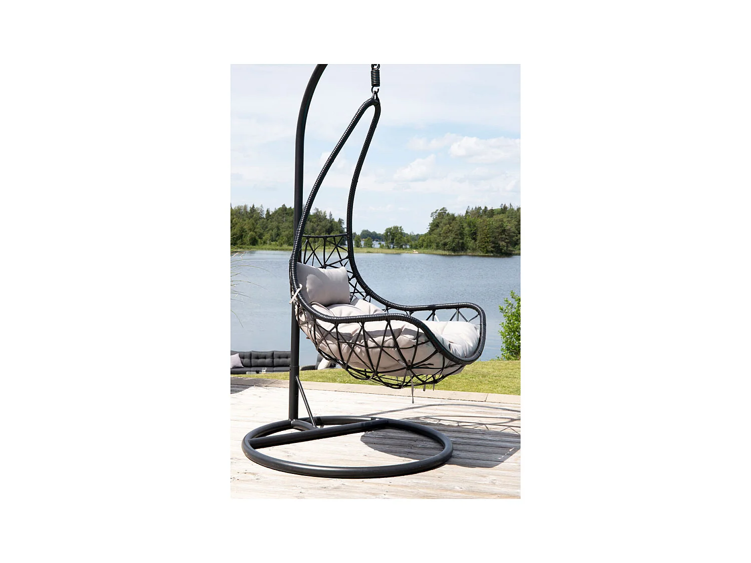 Vide hangende tuinstoel zwartgrijs.