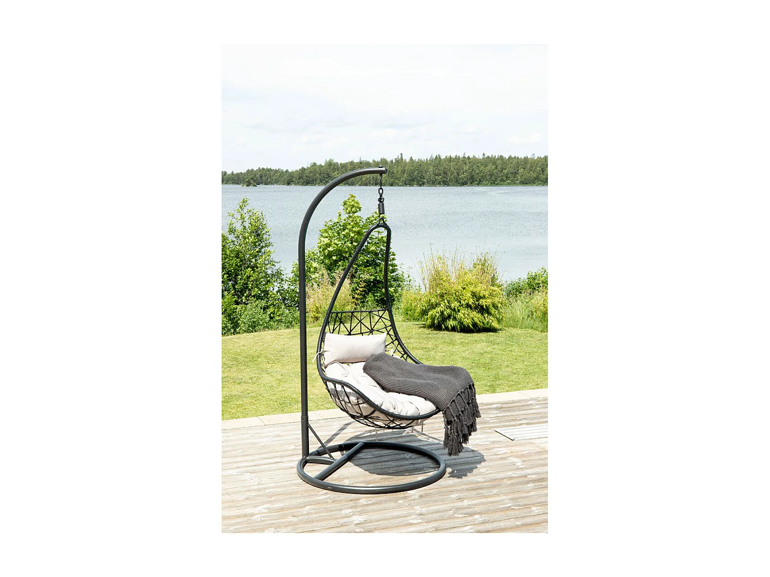 Vide Chaise de jardin suspendue, noir, gris.