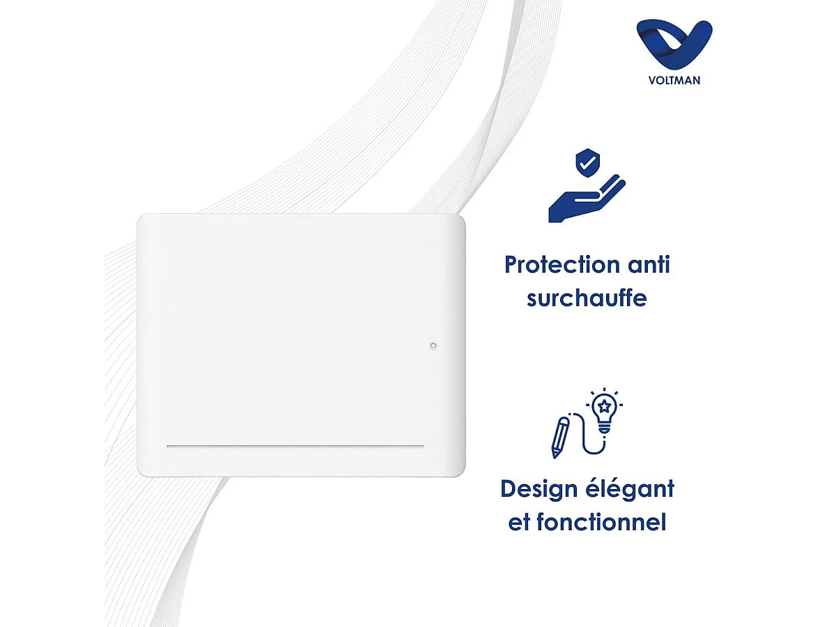 Chauffage électrique chaleur douce Leia - 1500W - Blanc - Voltman