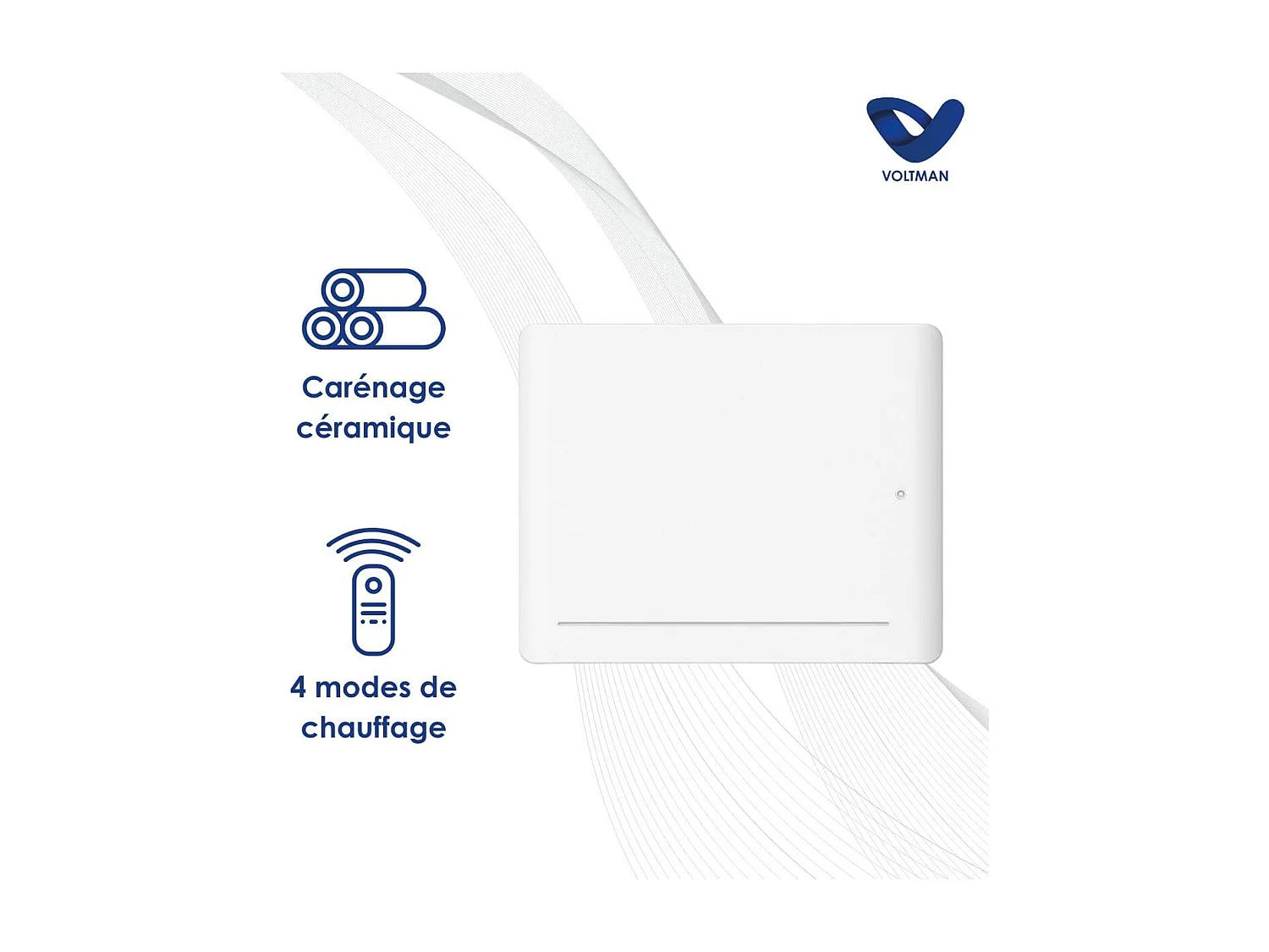 Chauffage électrique chaleur douce Leia - 1500W - Blanc - Voltman