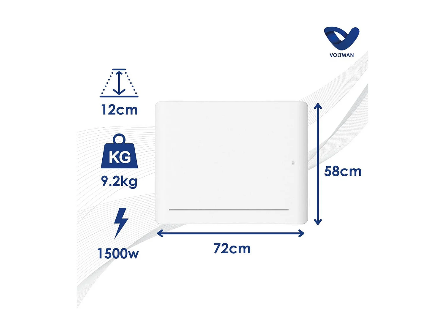 Chauffage électrique chaleur douce Leia - 1500W - Blanc - Voltman
