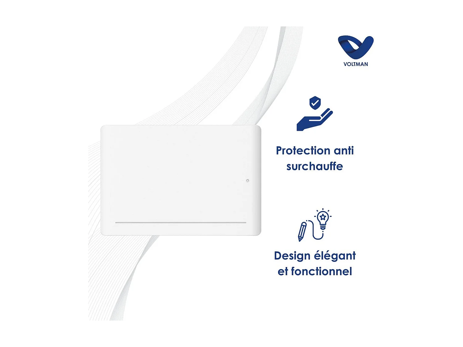 Chauffage électrique chaleur douce Leia - 2000W - Blanc - Voltman