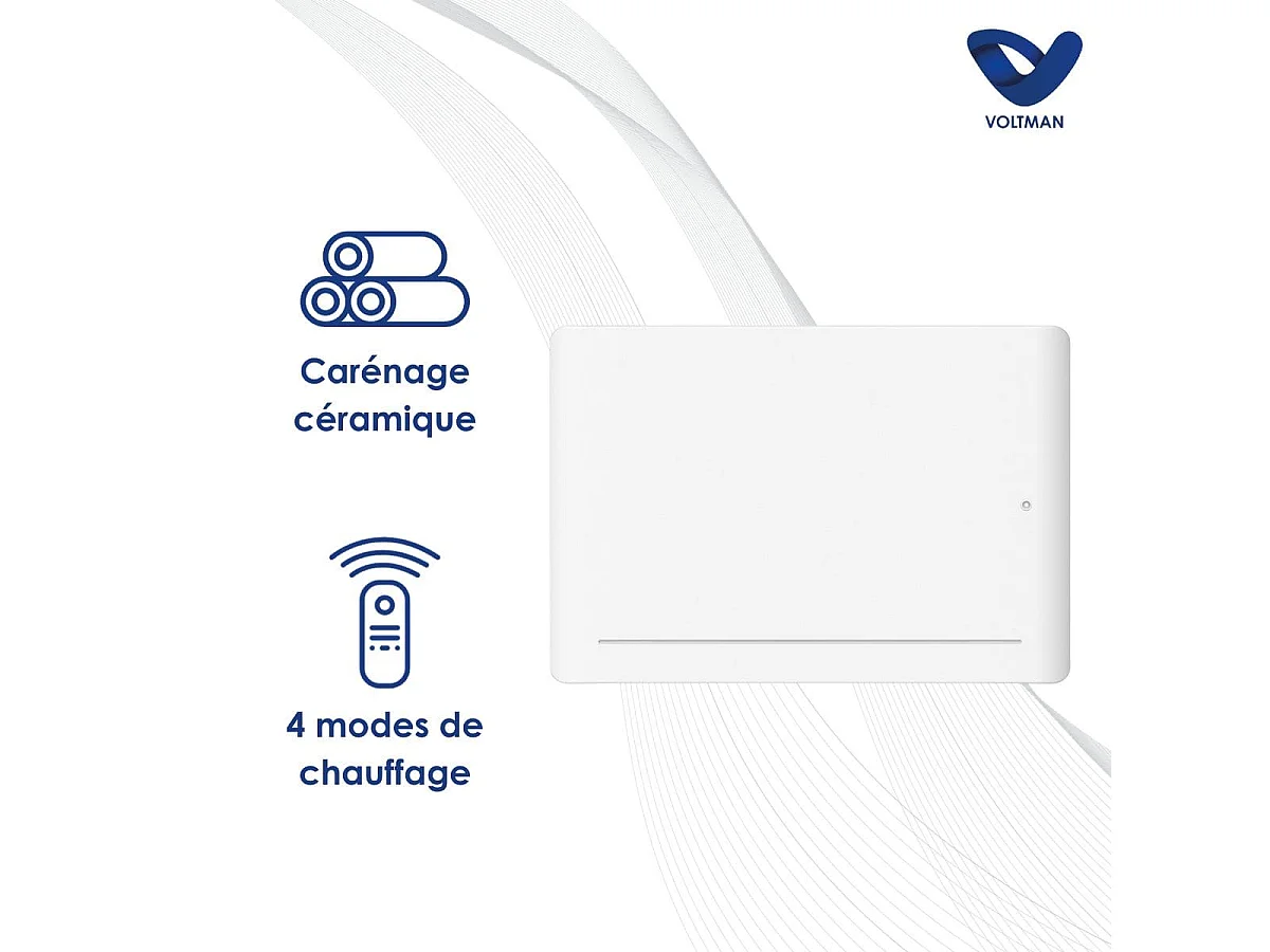 Chauffage électrique chaleur douce Leia - 2000W - Blanc - Voltman