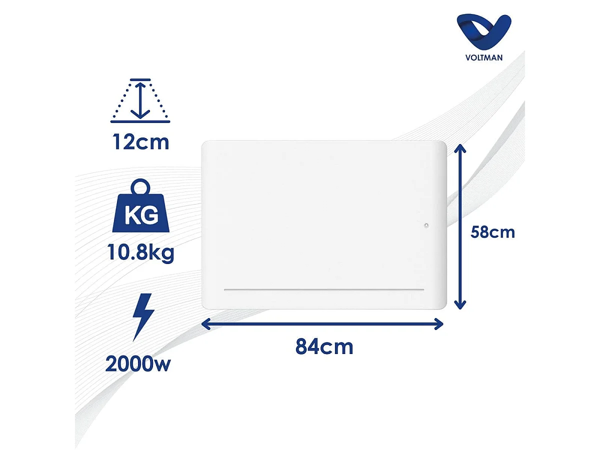 Chauffage électrique chaleur douce Leia - 2000W - Blanc - Voltman