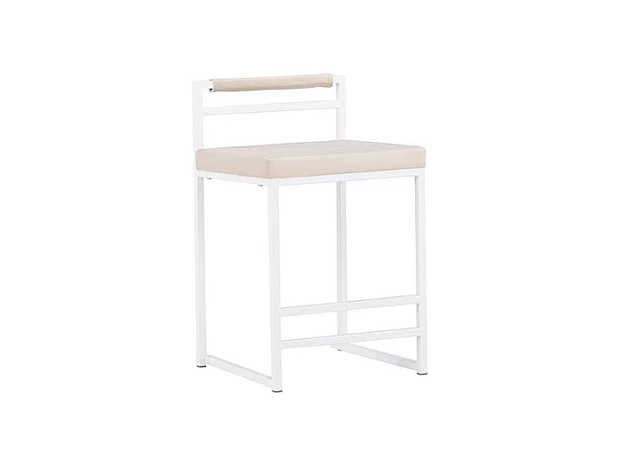Sgabello da bar Opelika in velluto beige.