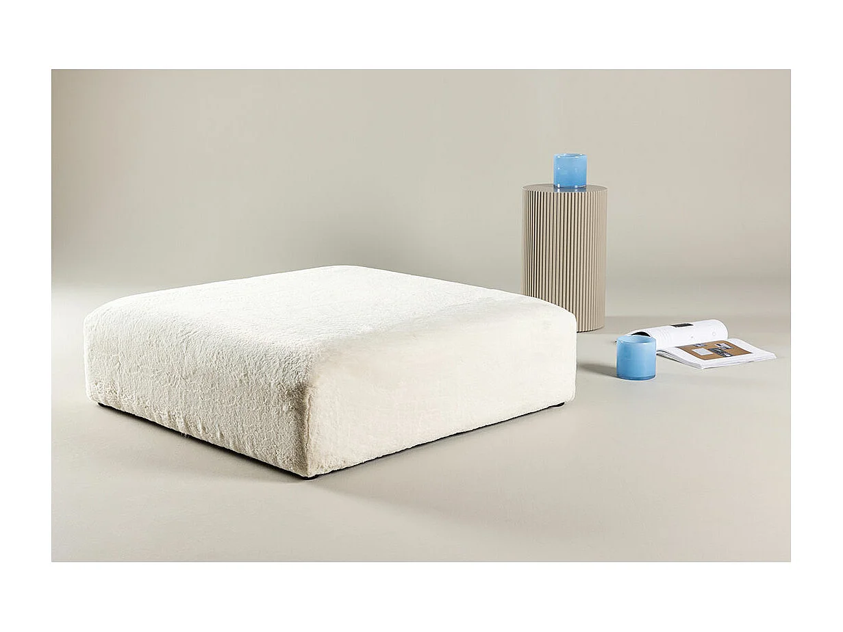 Pouf XL Effet Fourrure "Davie" 100cm Beige