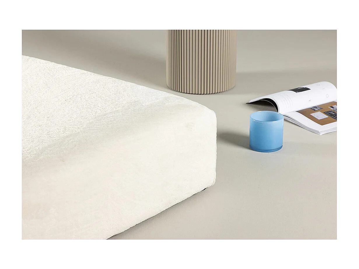 Pouf XL Effet Fourrure "Davie" 100cm Beige