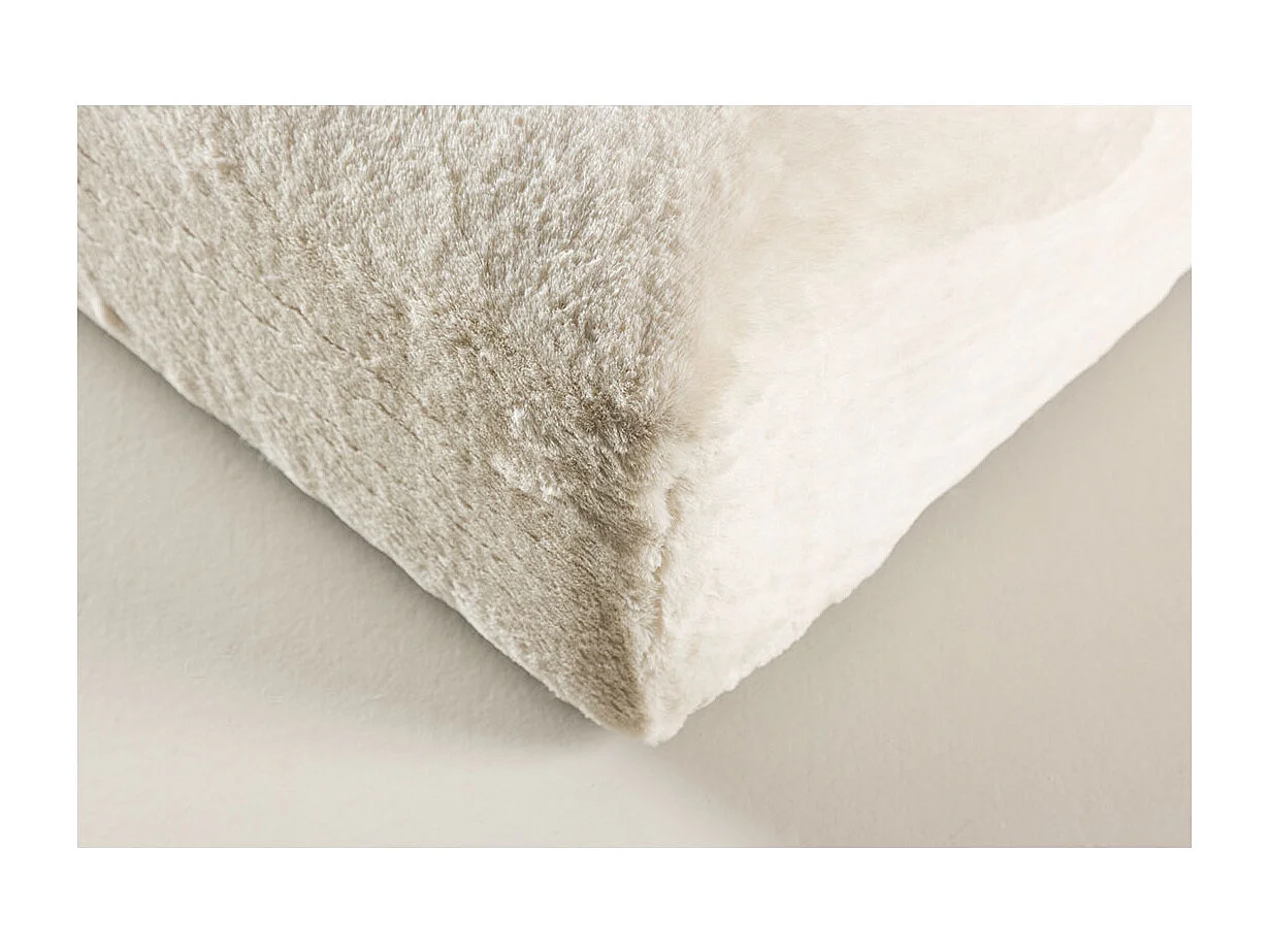 Pouf XL Effet Fourrure "Davie" 100cm Beige