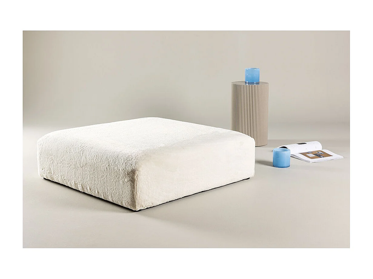 Pouf XL Effet Fourrure "Davie" 100cm Beige