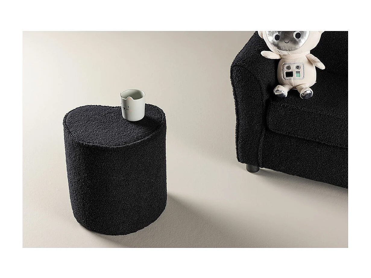 Heart poef teddy voor kinderen zwart.