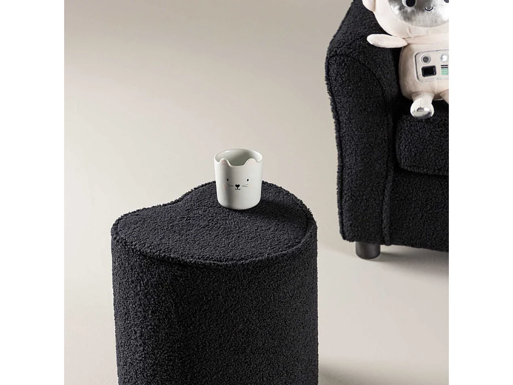 Heart pouf teddy pour enfants noir.