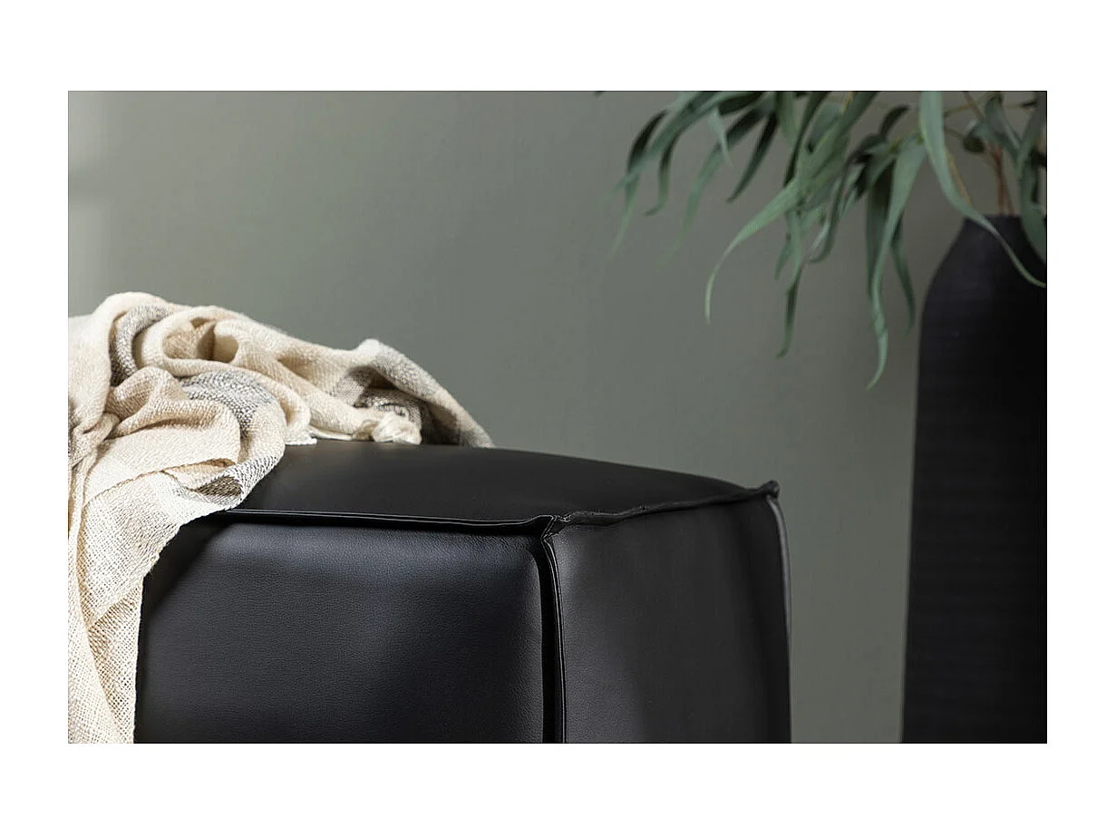 Palermo Pouf PU Kunstleder schwarz.