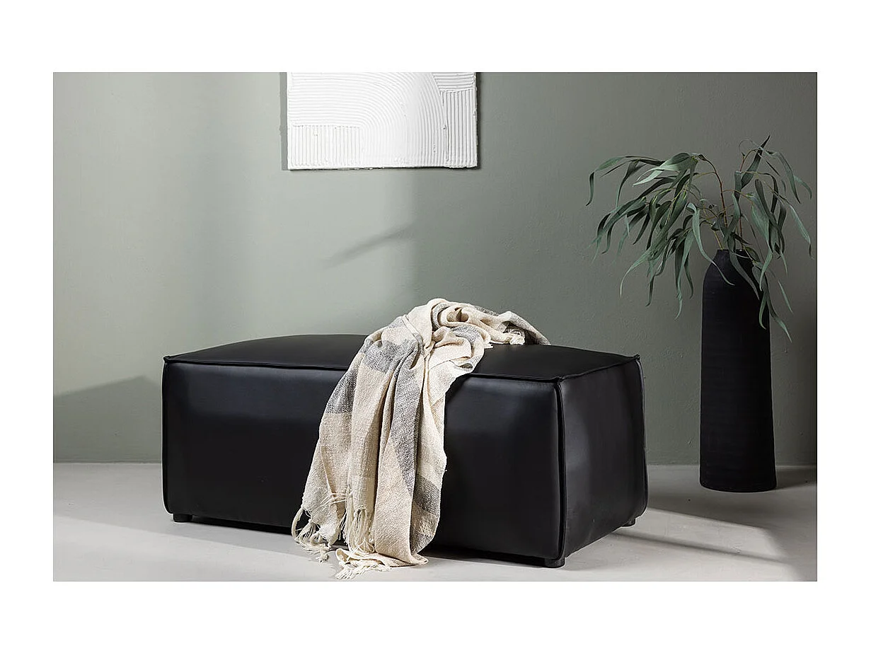 Palermo Pouf PU Kunstleder schwarz.